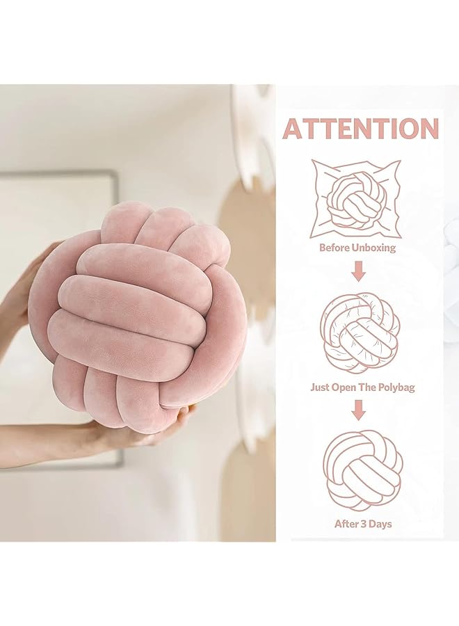 erorex Knot Pillow Ball Pillow Knot Soft Home Decorative Pillows Handmade Knotted Round Pillow Cushion For Decoration Bedroom Living Room Couch Armchair Photography Props Pillow Lvory 27Cm Ivory - Image 4