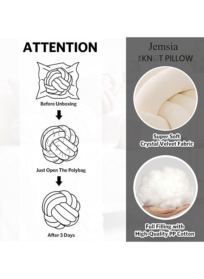 erorex Knot Pillow Ball Pillow Knot Soft Home Decorative Pillows Handmade Knotted Round Pillow Cushion For Decoration Bedroom Living Room Couch Armchair Photography Props Pillow Lvory 27Cm Ivory - Image 3
