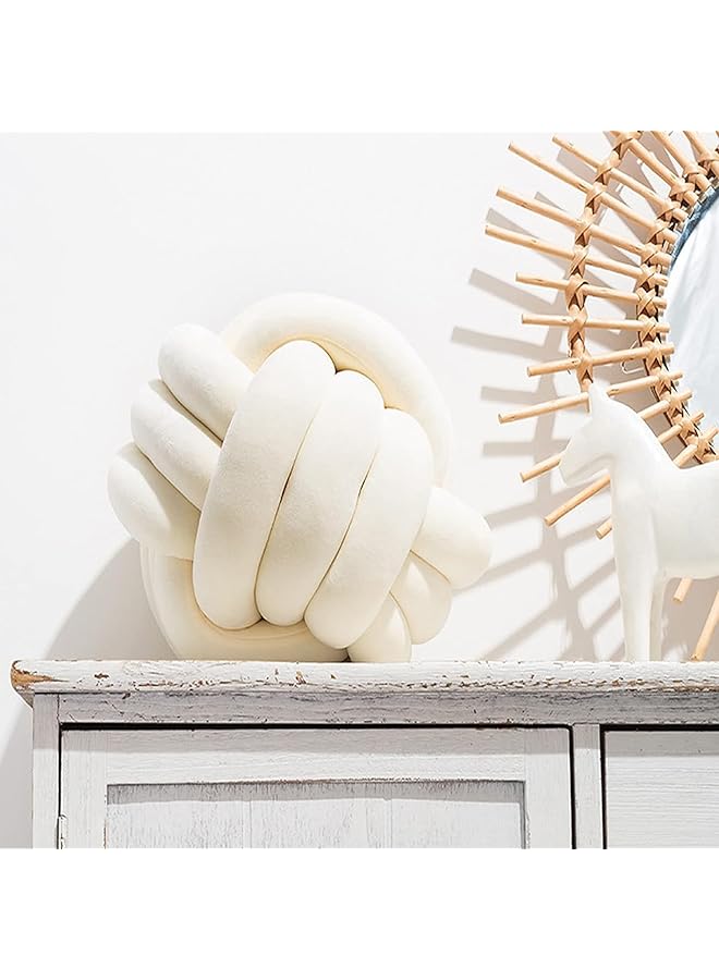 erorex Knot Pillow Ball Pillow Knot Soft Home Decorative Pillows Handmade Knotted Round Pillow Cushion For Decoration Bedroom Living Room Couch Armchair Photography Props Pillow Lvory 27Cm Ivory - Image 2