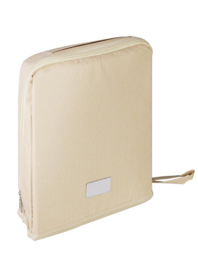 ONRSV Large Capacity Standing Makeup Bag for Travel, Foldable Hanging Toiletry Organizer with 3 Storage Layers & 8 Inner Pockets, Portable Cosmetic Case for Women (Beige) - Image 1