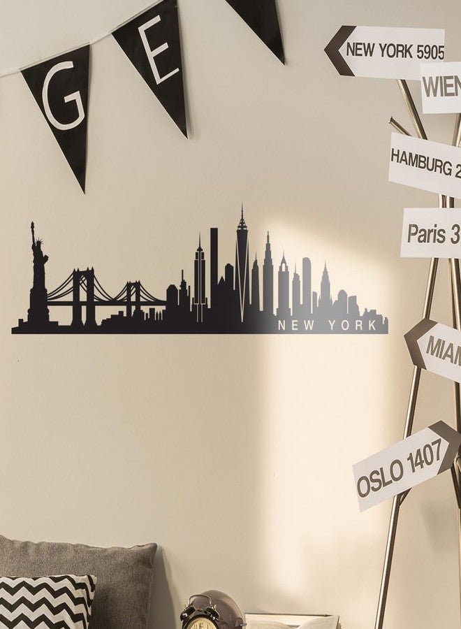 Ceybo New York Skyline Vinyl Wall Decal - 20" x 65" Black City Silhouette Mural, Self-Adhesive & Removable Wall Art for Home, Bedroom, Living Room, Office & Store Decor - Image 4