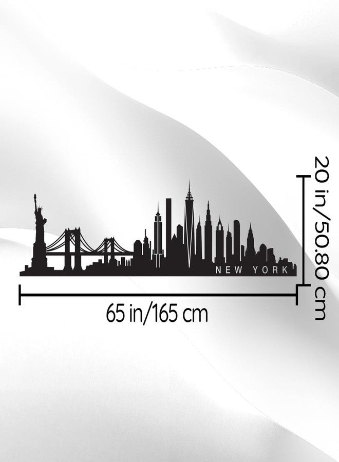 Ceybo New York Skyline Vinyl Wall Decal - 20" x 65" Black City Silhouette Mural, Self-Adhesive & Removable Wall Art for Home, Bedroom, Living Room, Office & Store Decor - Image 2
