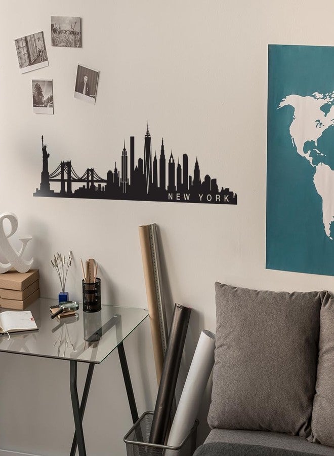 Ceybo New York Skyline Vinyl Wall Decal - 20" x 65" Black City Silhouette Mural, Self-Adhesive & Removable Wall Art for Home, Bedroom, Living Room, Office & Store Decor - Image 5