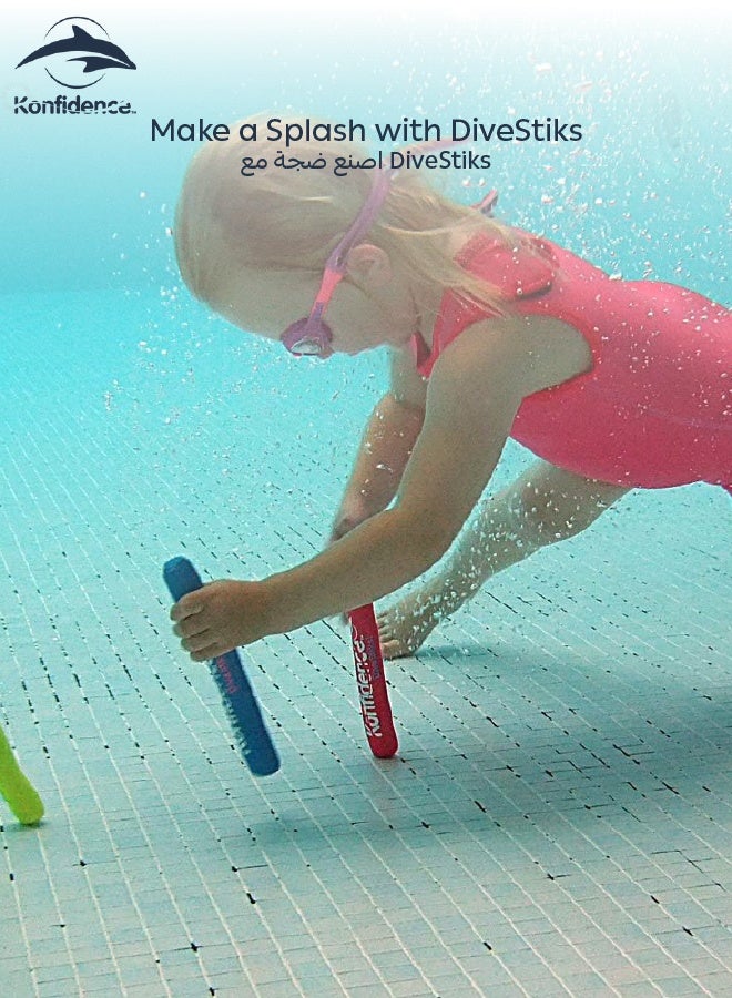 Konfidence Neoprene DiveStiks | Pool Swimming Aids for Kids | Fun Reward Games | 4-Pack | Flexible & Soft | Encourages Submersion & Control | Length: 19 cm | Storage Pouch Included - Image 2