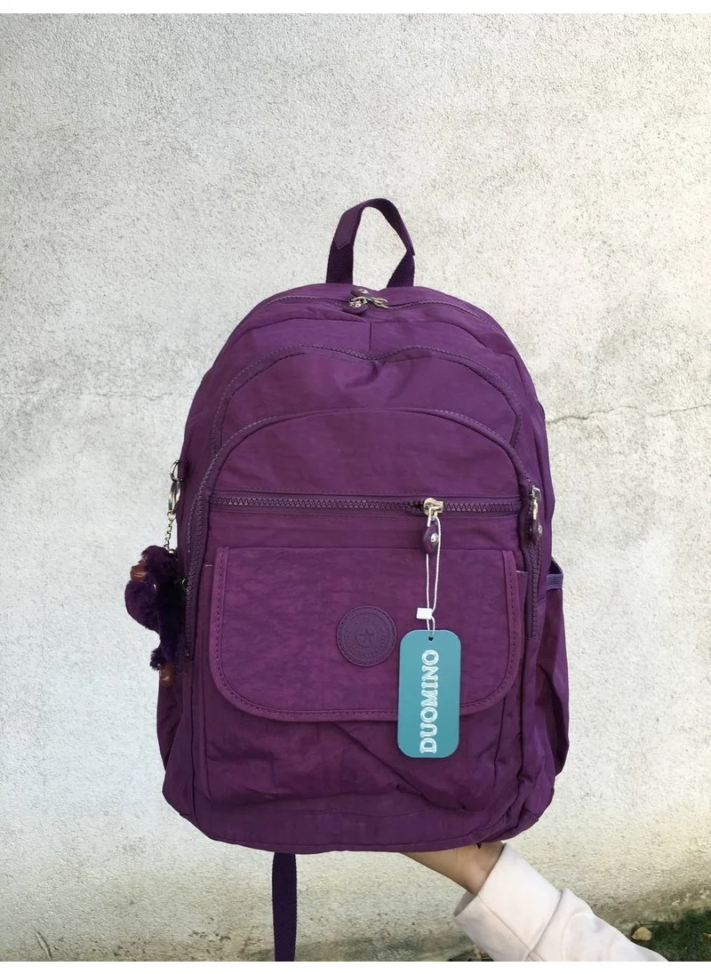 Duomino Fcstore Crinkle Fabric Waterproof Large Size Purple Crinkle Backpack/laptop Travel School Bag