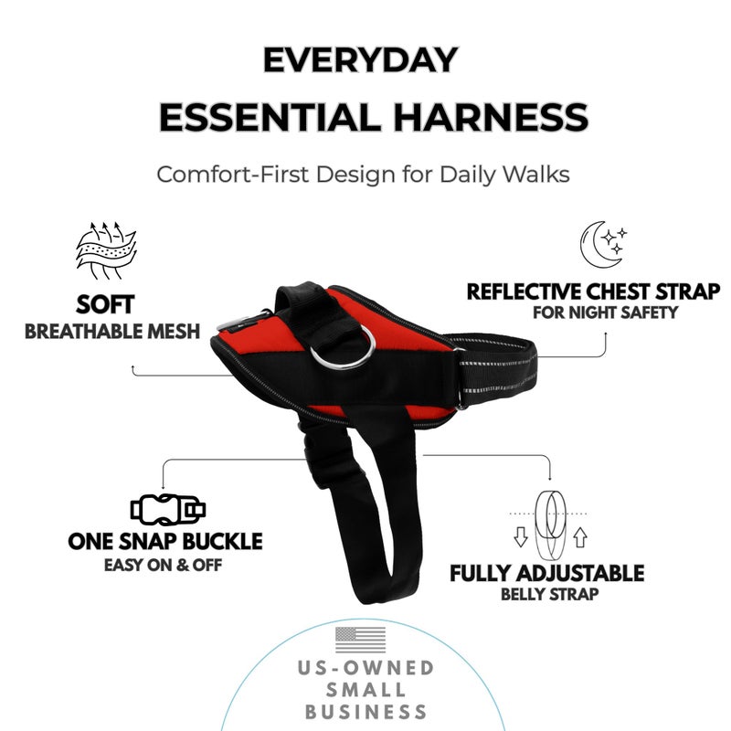 ShawnCo Essential Dog Harness, No-Pull Pet Vest with 3 Leash Clips, No Choke, Reflective, Adjustable and Padded, for Easy Walking and Training for Small, Medium and Large Dogs (Mustang Red, L) - Image 2