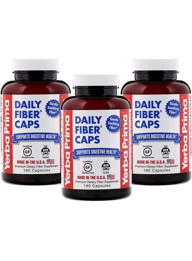 Yerba Prima Daily Fiber Capsules 180 Caps (Pack Of 3) Soluble Dietary Fiber Supplement Colon Cleanse Gut Health Constipation Relief Vegan Nongmo Glutenfree - Image 2