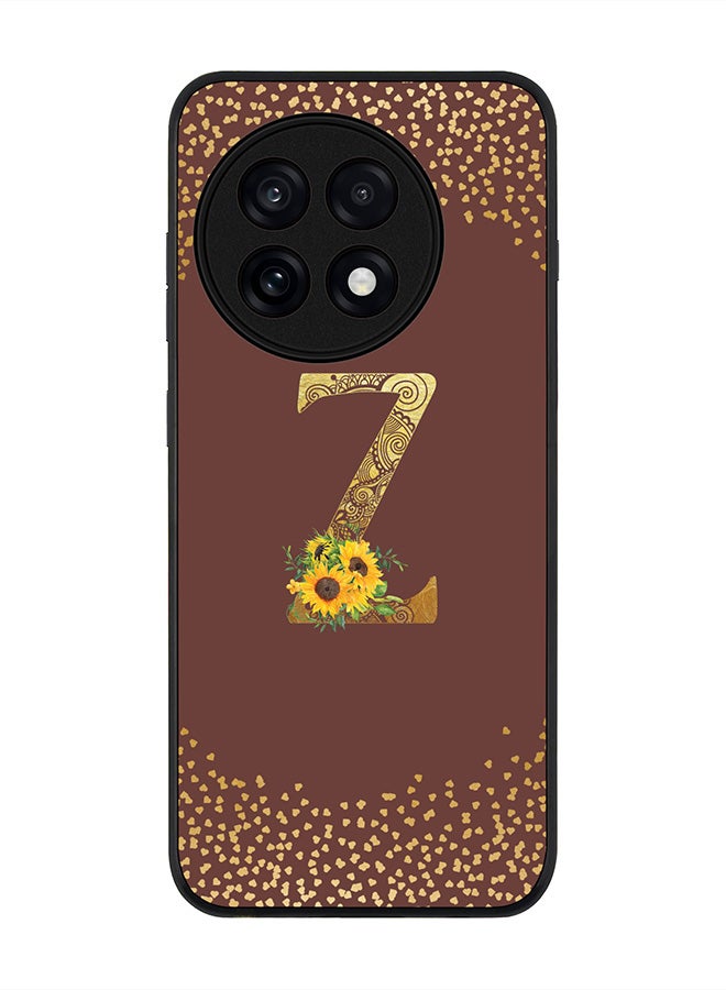 Stylizedd For OnePlus 13R / Ace 5 Pro Case,Slim fit Camera Protection, Shockproof Thin Phone cover  - Custom Floral Monogram - Z  (Brown )