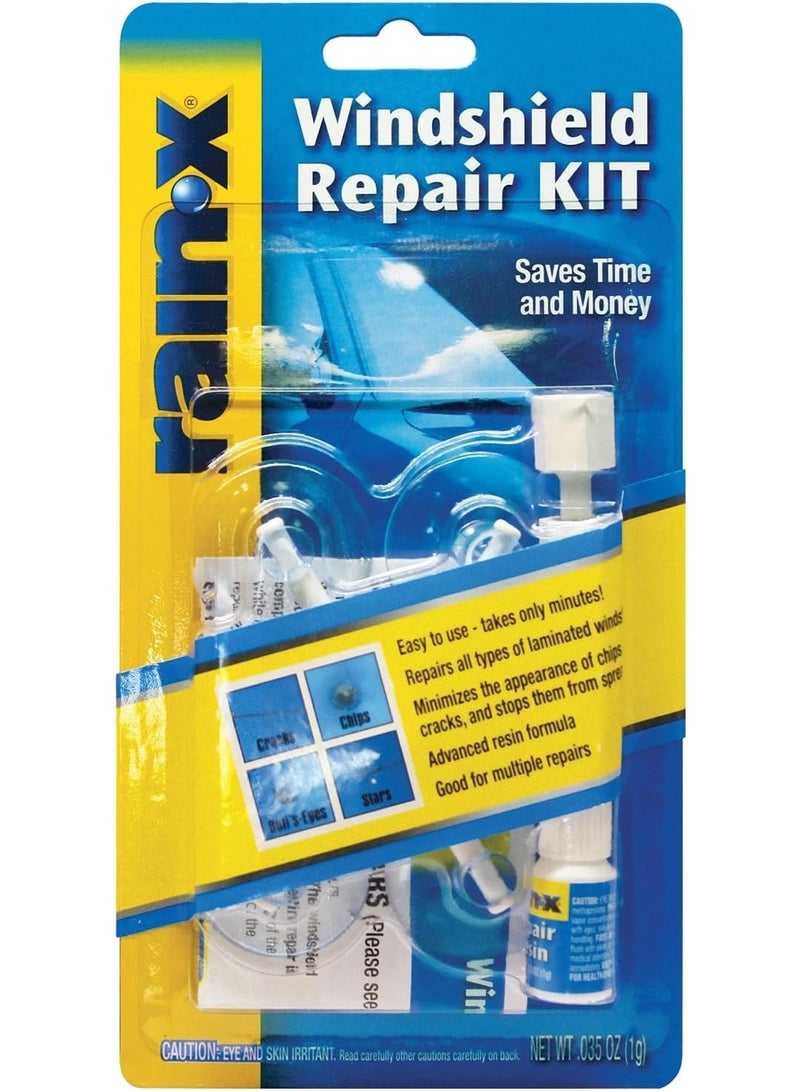 Rain-X 600001 Windshield Repair Kit - Quick And Easy Durable Resin Based Kit for Chips and Cracks, Good For Round Damage Below 1" In Diameter And Cracks Smaller Than 12" In Length, BLUE,YELLOW - Image 1