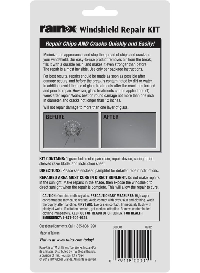 Rain-X 600001 Windshield Repair Kit - Quick And Easy Durable Resin Based Kit for Chips and Cracks, Good For Round Damage Below 1" In Diameter And Cracks Smaller Than 12" In Length, BLUE,YELLOW - Image 2