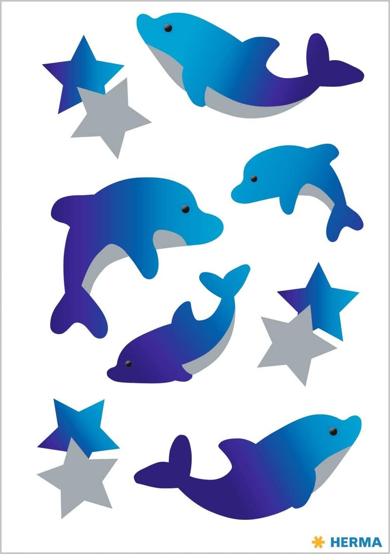 HERMA 15634 Temporary Tattoos Dolphins, Pack of 8, Adhesive Tattoos for Sticking, Fake Tattoos Stickers with Dolphins Stars Motif, Children's Tattoos Sticker for Birthday, Carnival, Children, Adults Cost saving design picks - Image 2