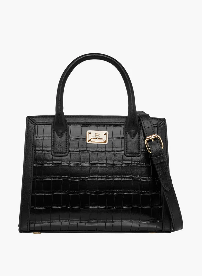 Flora Bella By Shoexpress Textured Tote Bag with Detachable Strap and Zip Closure