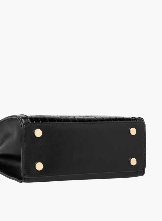 Flora Bella By Shoexpress Textured Tote Bag with Detachable Strap and Zip Closure