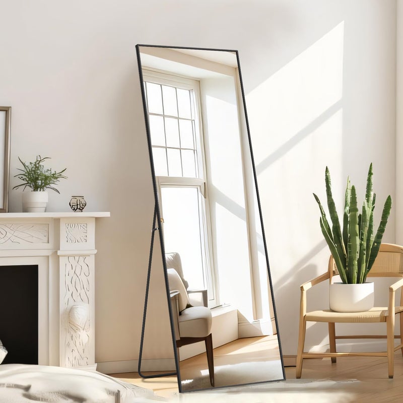 Aidoly Mirror Full Length, Upgraded 16"x59" Body Wall Mirrors with Shatter-Proof Glass, Floor Standing, Hanging or Leaning, Tall Mirror with Stand Aluminum Alloy Frame for Bedroom Cloakroom - Image 3