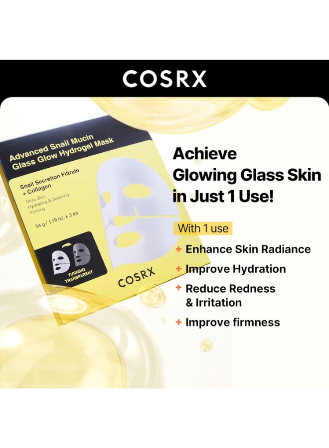 COSRX Advanced Snail Mucin Glass Glow Hydrogel Mask - 3 Pack - Image 4