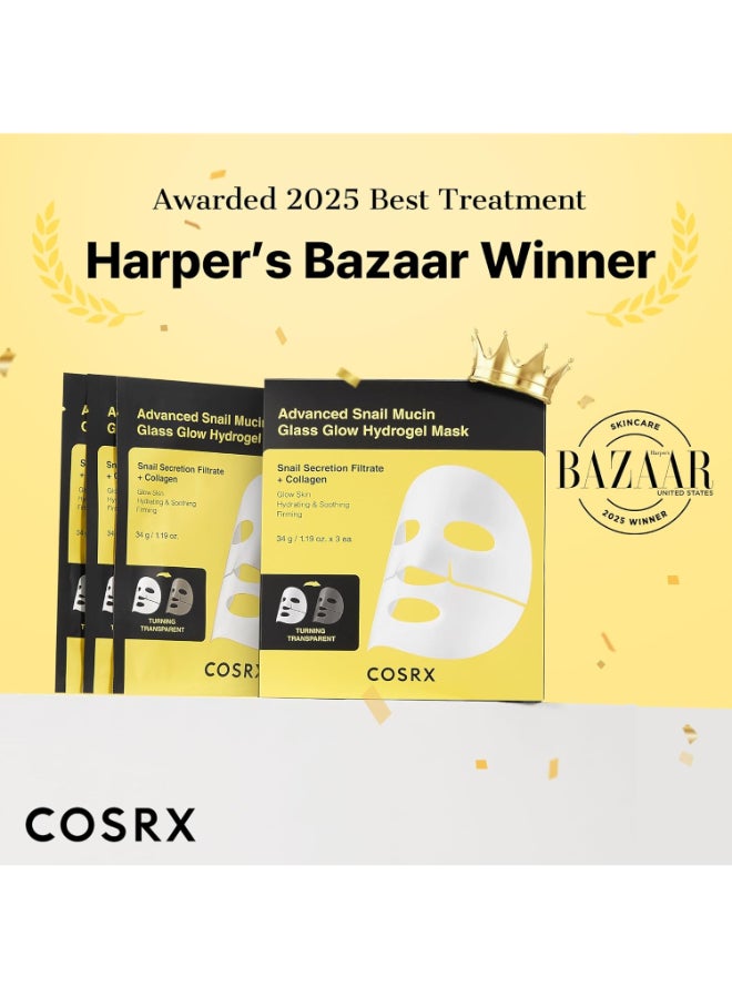 COSRX Advanced Snail Mucin Glass Glow Hydrogel Mask - 3 Pack - Image 2