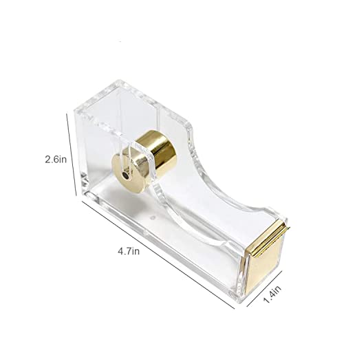 Hibucuo Acrylic Tape Dispenser, Transparent Office Tape Dispenser, Clear Acrylic Desk Dispenser Kit,Beautiful Modern Accessory for The Stylish Desk at Home, Office, School, Holds Standard, Large Tape Rolls - Image 3