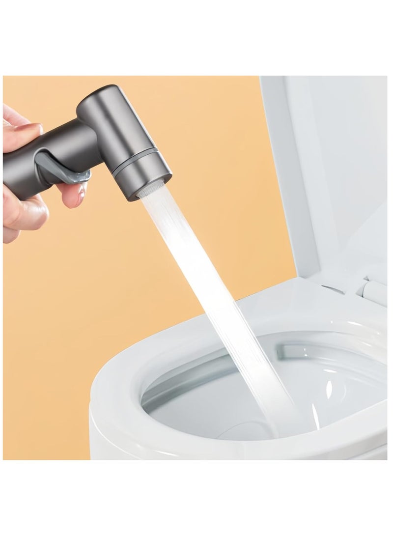 Handheld water spray gun for toilets, dual control valves for 1 inlet and 2 outlets with 78-inch telescopic hose - dual angle control valves, toilet faucet sprayer kit, toilet cleaning water gun - Image 2