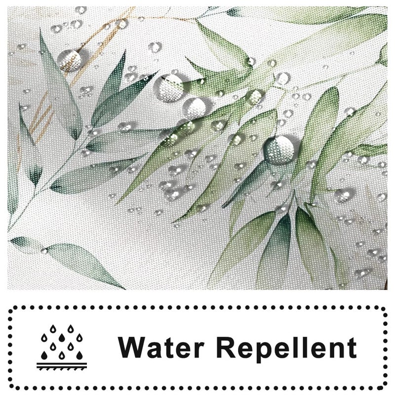 Ruelvth Green Bamboo Shower Curtain  Watercolor Green Leaves Shower Curtain for Bathroom Waterproof Fabric Spring Botanical Shower Curtain Set with Hooks  72x72 Inch - Image 3