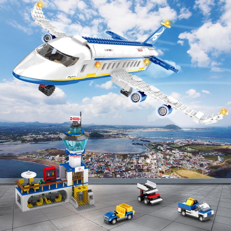 WinGift 880 Pcs City Airport Passenger Terminal Building Set 6 IN 1 Airplane Building Blocks Toy STEM Aircraft Bricks with Shuttle BusLuggage CartPlanes Model Toys Gifts for Adults Boys Ages 612 - Image 3
