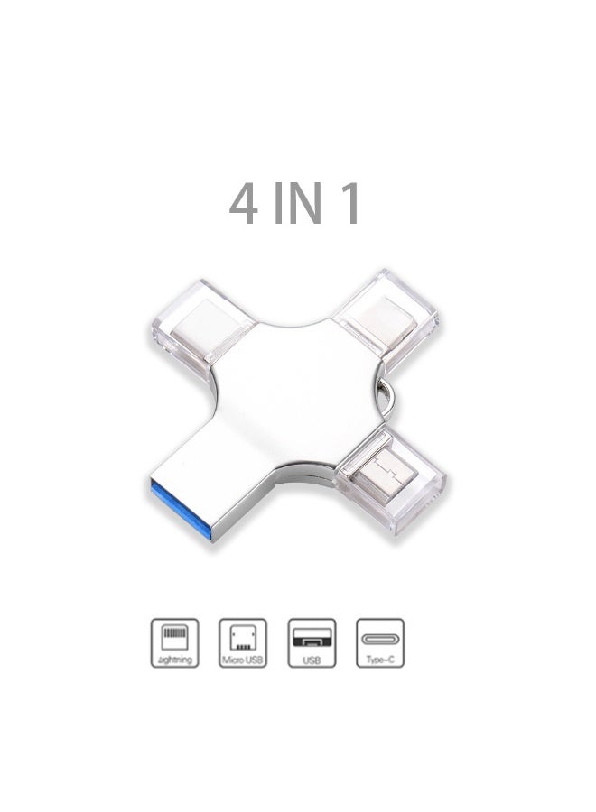 Flash Drive 256GB 4-in-1 High-Speed Flash Drive for iOS, USB-C, Micro USB, and USB-A Devices - Image 4