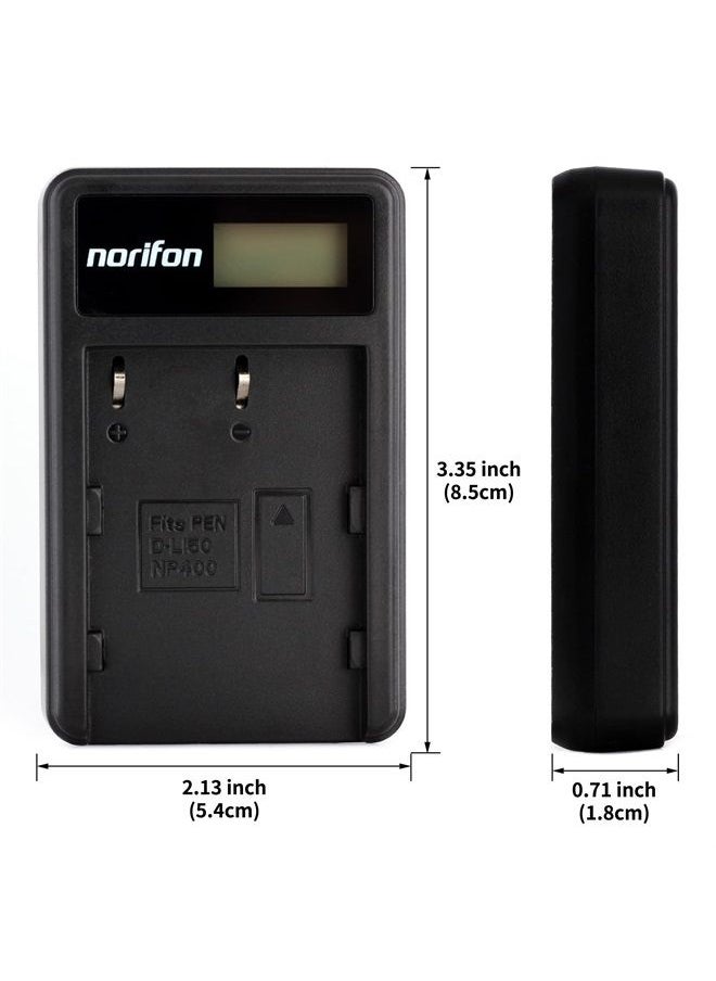 Norifon - NP-400 LCD USB Charger for Konica Minolta a Sweet Digital, a-5 Digital, a-7 Digital, DiMAGE A2, Dynax 5D, Dynax 7D, Maxxum 5D, Maxxum 7D Camera and More - Image 1