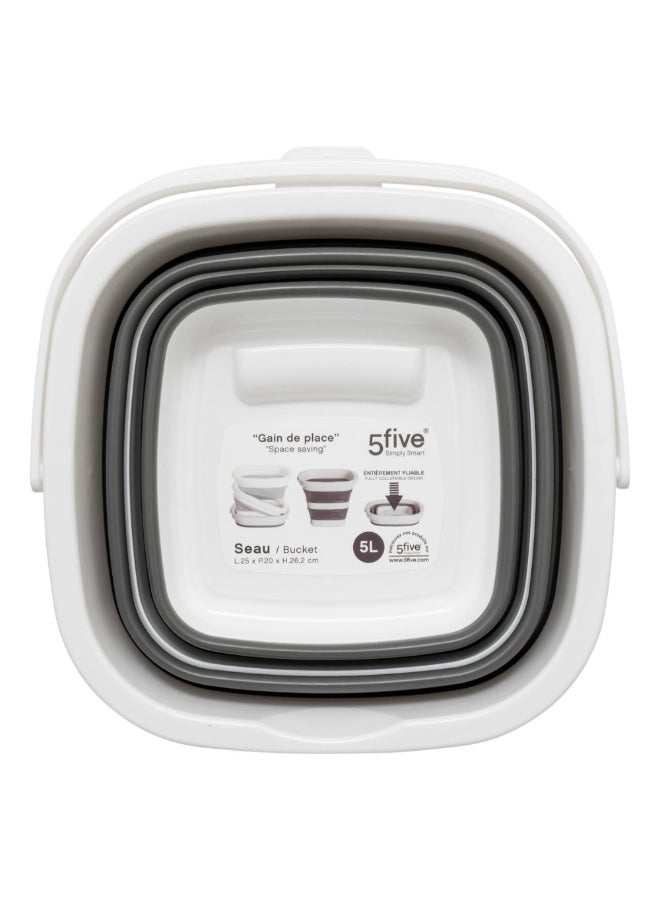 Five Simply Smart High Quality Collapsible Bucket White and Grey 5 L 202499 - Image 3