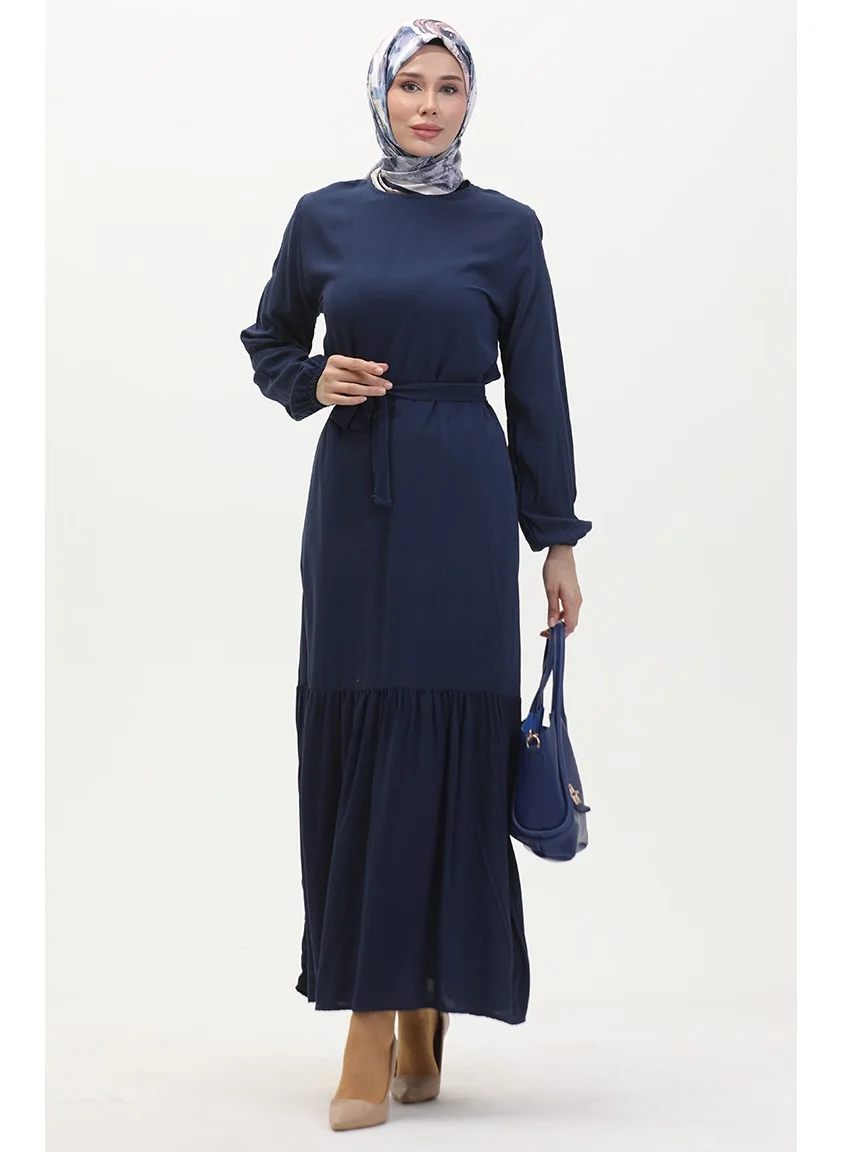 Sefa Merve Belted Dress 0512-03 Navy Blue