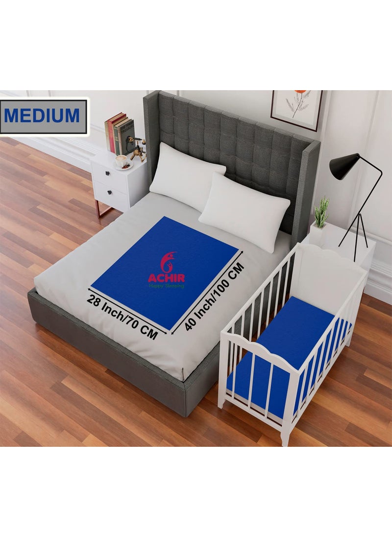 ACHIR ACHIR Waterproof Cotton Dry SheetBed ProtectorAbsorbent Mat Medium 70 cm x 100 cm Navy Blue  - Image 2