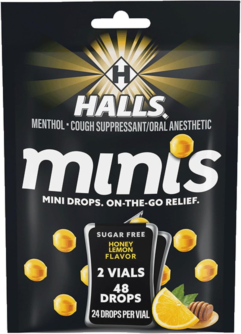 Halls حلوى هولز ميني بنكهة العسل والليمون خالية من السكر 48 حبة - Image 1