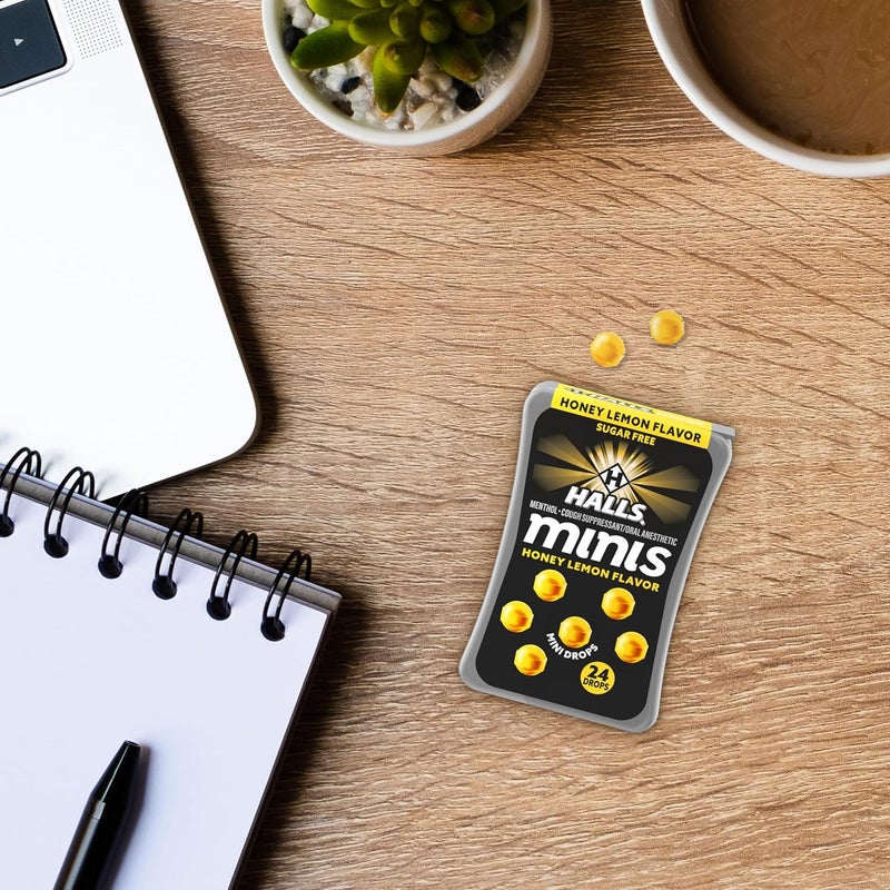 Halls حلوى هولز ميني بنكهة العسل والليمون خالية من السكر 48 حبة - Image 5