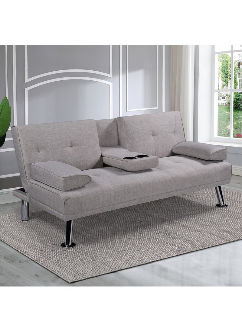 Home Box Linda 3-Seater Fabric Sofa Bed with 2 Cupholders 78 x 78 x 168 cm  - Image 2