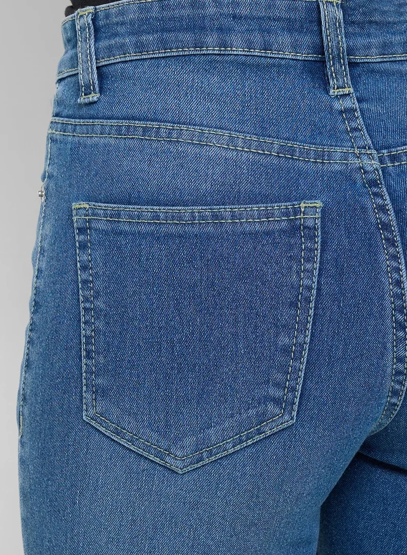 Ginger  Distressed Mid Rise Skinny Jeans for Women | Best Price UAE