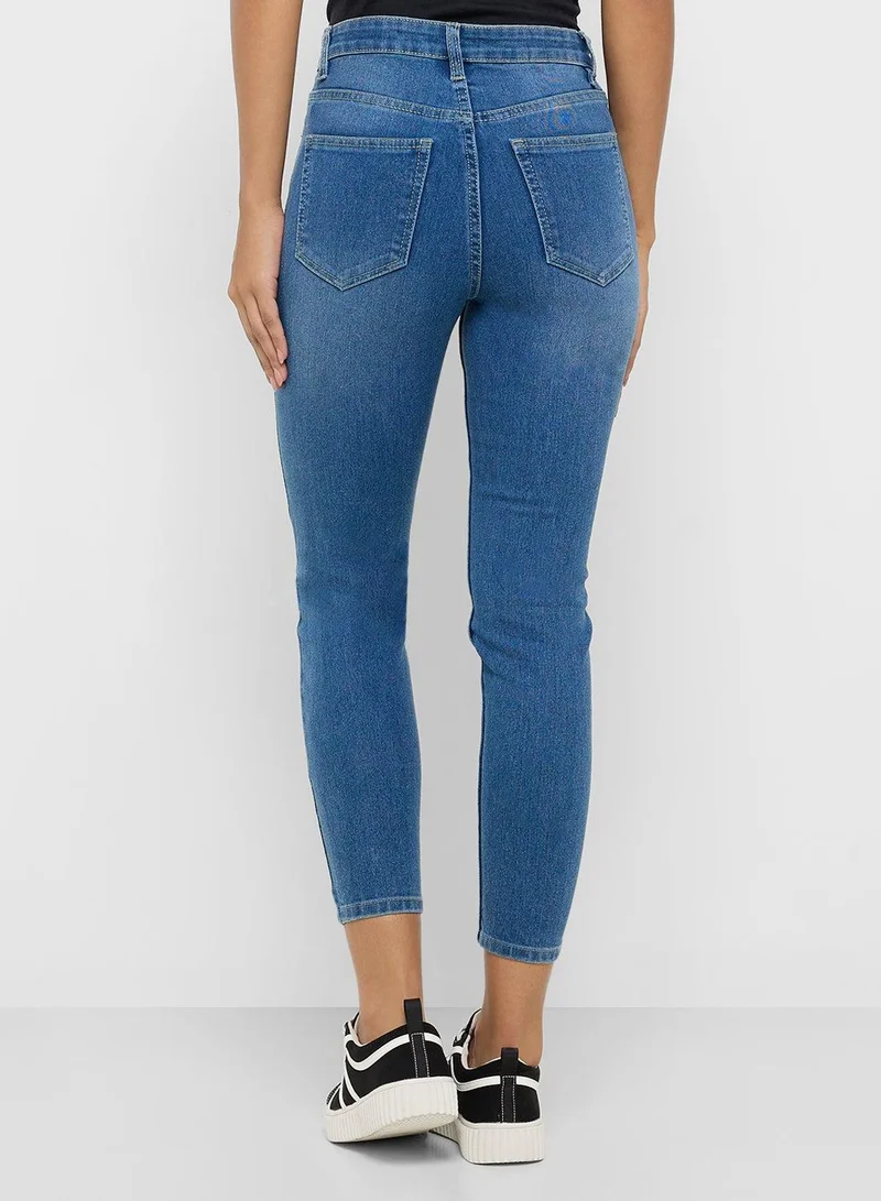 Ginger  Distressed Mid Rise Skinny Jeans for Women | Best Price UAE