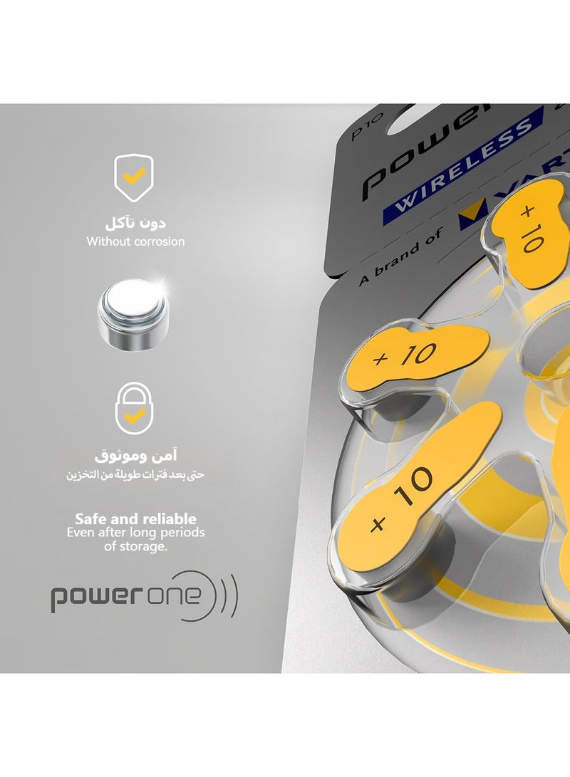 باور ون P10 عبوة من 60 قطعة من بطارية المعينات السمعية الأصلية بطارية تدوم طويلاً وثابتة بجهد 1.45 فولت تدوم من 3 إلى 10 أيام بطارية خالية من الزئبق وصديقة للبيئة مناسبة للاستخدام في المعينات السمعية للقناة العميقة - Image 3