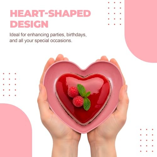 MATICAN Heart Shaped Plates, 10-Pack Pink Heart Shaped Dinner Plates Dinnerware Dishes for Valentine's, Birthdays, Bridal Showers, Baby Showers, 5.9 x 5.3 x 1.2 Inches - Image 4