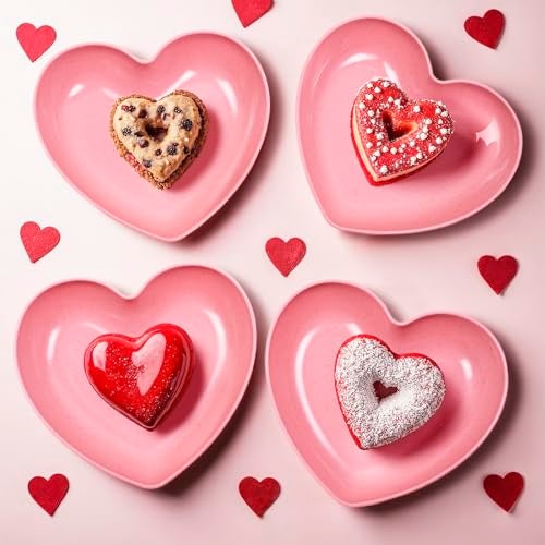MATICAN Heart Shaped Plates, 10-Pack Pink Heart Shaped Dinner Plates Dinnerware Dishes for Valentine's, Birthdays, Bridal Showers, Baby Showers, 5.9 x 5.3 x 1.2 Inches - Image 2