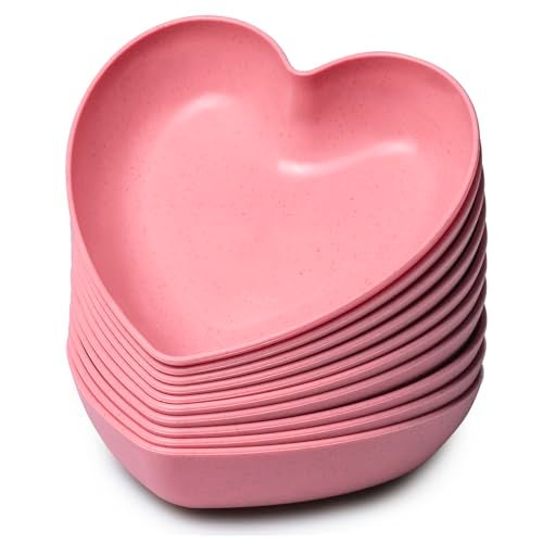 MATICAN Heart Shaped Plates, 10-Pack Pink Heart Shaped Dinner Plates Dinnerware Dishes for Valentine's, Birthdays, Bridal Showers, Baby Showers, 5.9 x 5.3 x 1.2 Inches - Image 1