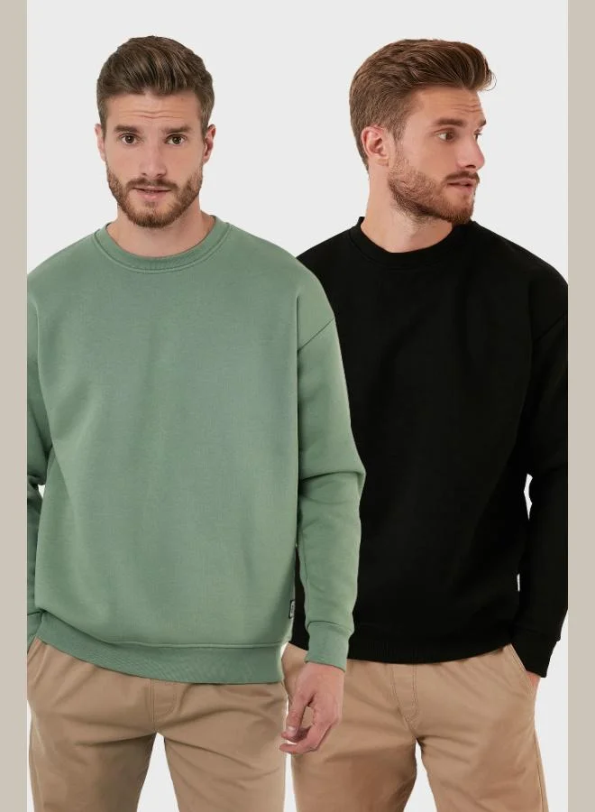 Buratti Buratti Regular Fit Crew Neck Fleece Lined 2-Pack Men's Sweatshirt 5905255S2