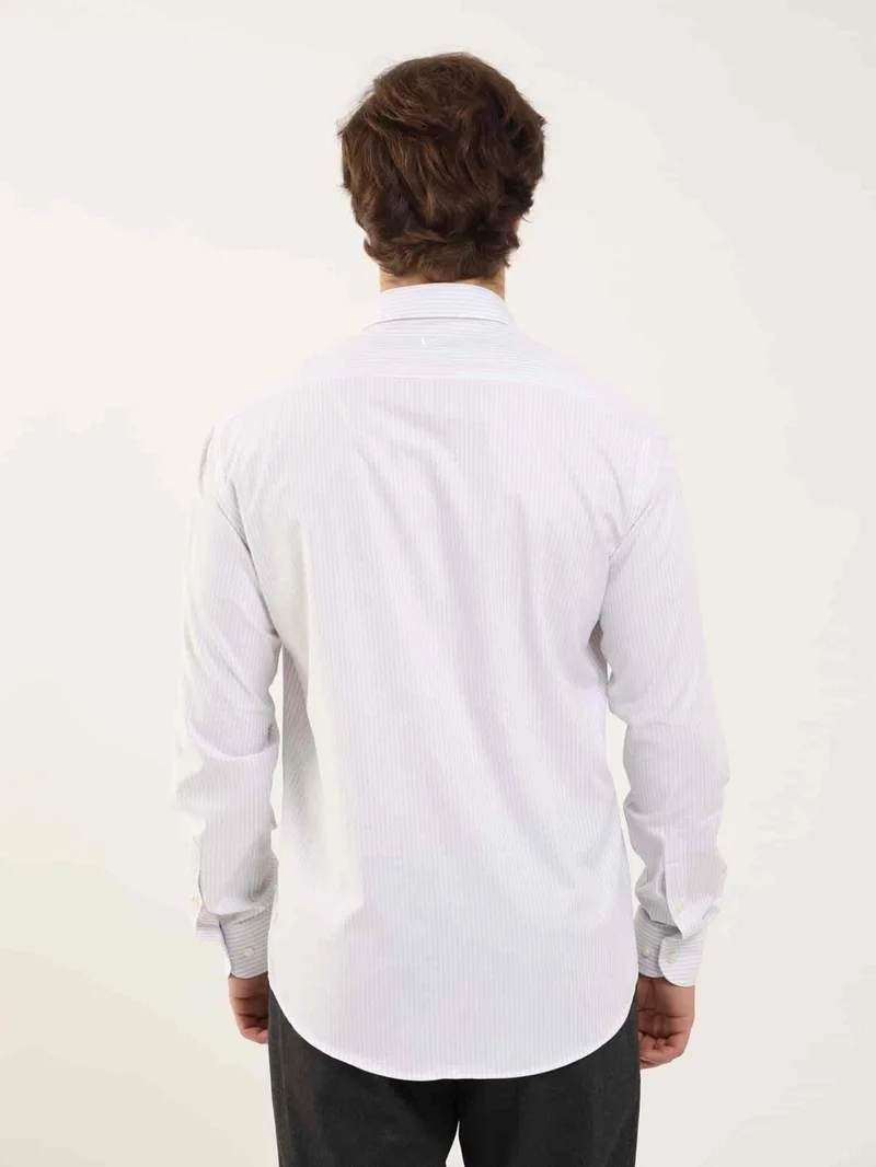 Dufy Gray Men's Slim Fit Classic Collar Long Sleeve Shirt