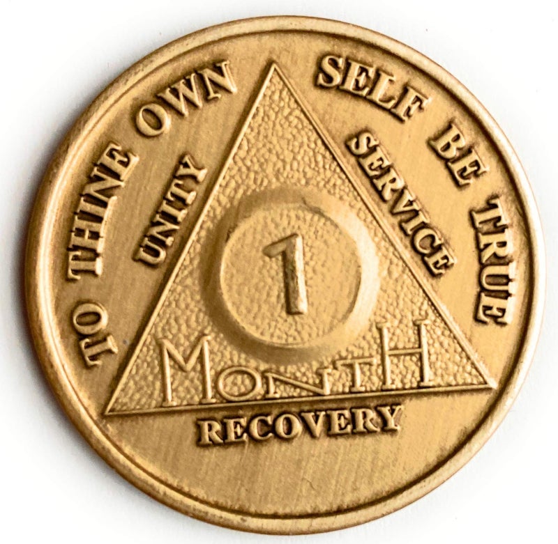 RecoveryChip 1 Month AA Medallion Traditional Style Raised Center 30 Day Sobriety Chip - Image 1