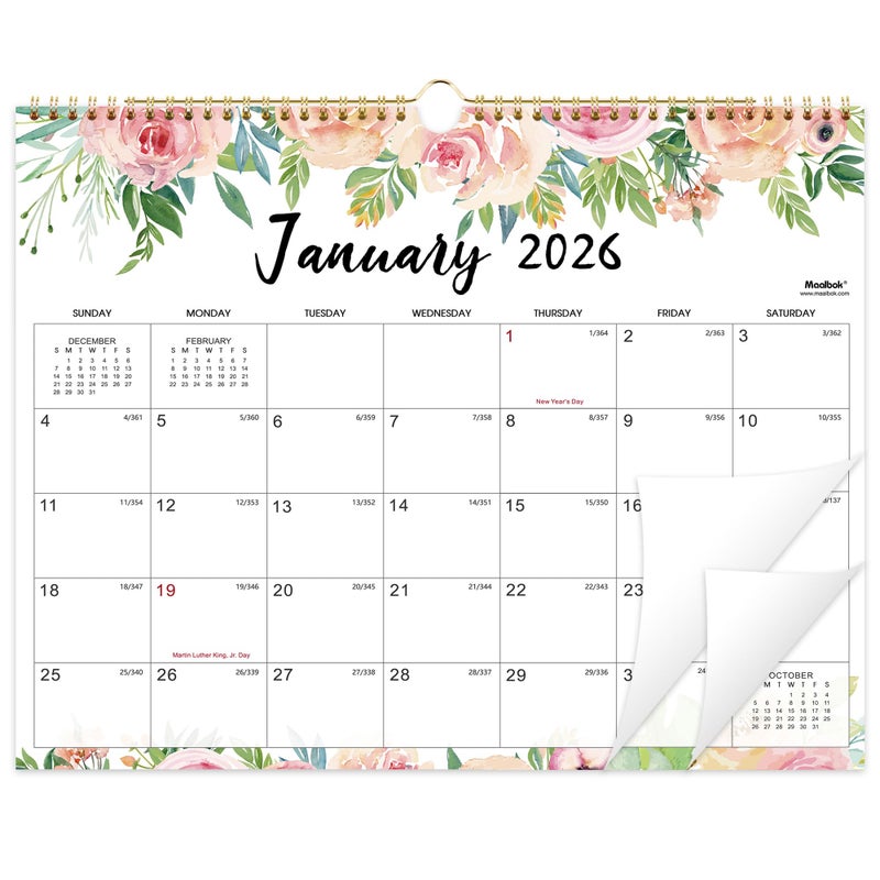 MaaIbok 2026 Calendar - JAN 2026 - DEC 2026, 14.6'' x 11.4'', Wall Calendar 2026, Twin-Wire Binding, 12 Months Calendar, Premium Paper - Image 1