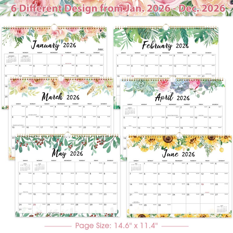MaaIbok 2026 Calendar - JAN 2026 - DEC 2026, 14.6'' x 11.4'', Wall Calendar 2026, Twin-Wire Binding, 12 Months Calendar, Premium Paper - Image 5