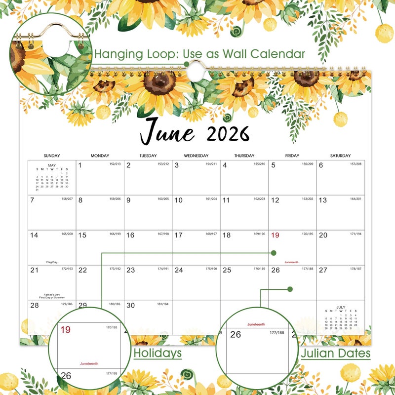 MaaIbok 2026 Calendar - JAN 2026 - DEC 2026, 14.6'' x 11.4'', Wall Calendar 2026, Twin-Wire Binding, 12 Months Calendar, Premium Paper - Image 3