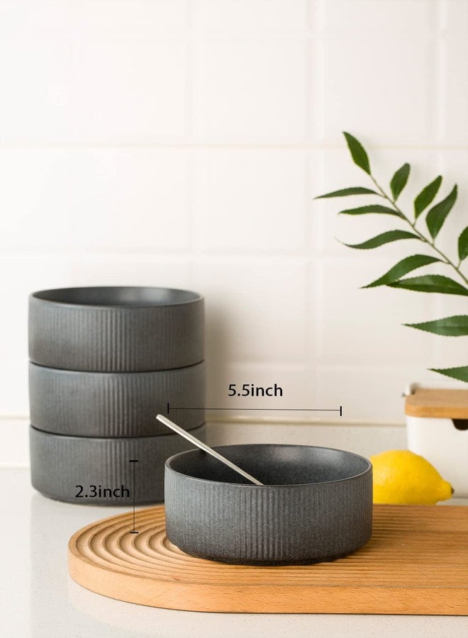 famiware Star Cereal Bowl Set, Soup Bowls Set of 6, Double Reactive Glaze, Stackable, 23 oz Deep Bowls Suitable for Popcorn, Oatmeal, Dessert - Dishwasher and Microwave Safe, Matte Dark Charcoal - Image 4