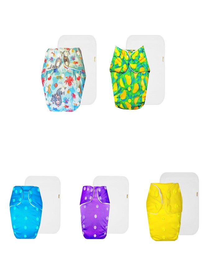 حفاضات دمبلدو القماشية الممتازة مع حشوة قطنية (عبوة من 5) | مضادة للحساسية | وسادة ماصة بست طبقات | مناسبة للسفر | مصممة من قبل الأمهات | من 3 أشهر إلى 3 سنوات | للجنسين - Image 1