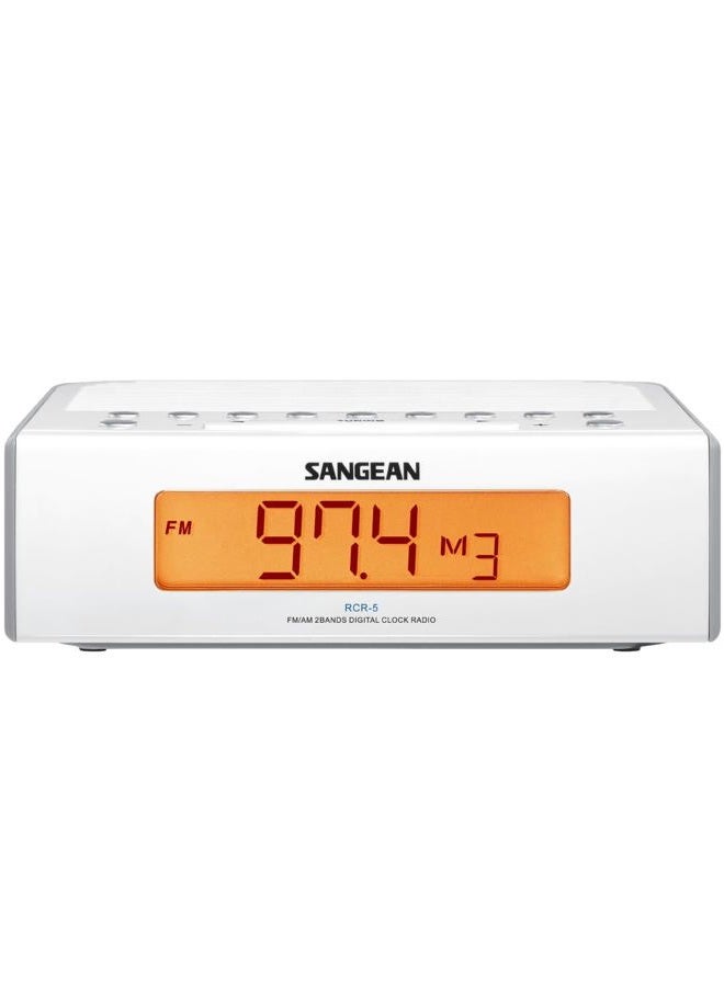 SANGEAN RCR-5 Digital AM/FM Clock Radio, White - Image 1