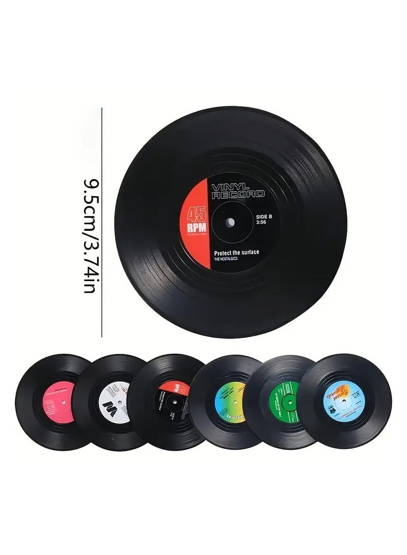 Goolsky 6pcs/set Coasters, Vinyl Record Coasters, Creative Retro Classic Nostalgic American Rock CD Non-slip Insulation Pads, Heat Insulation Table Mat, Room Decor - Image 5