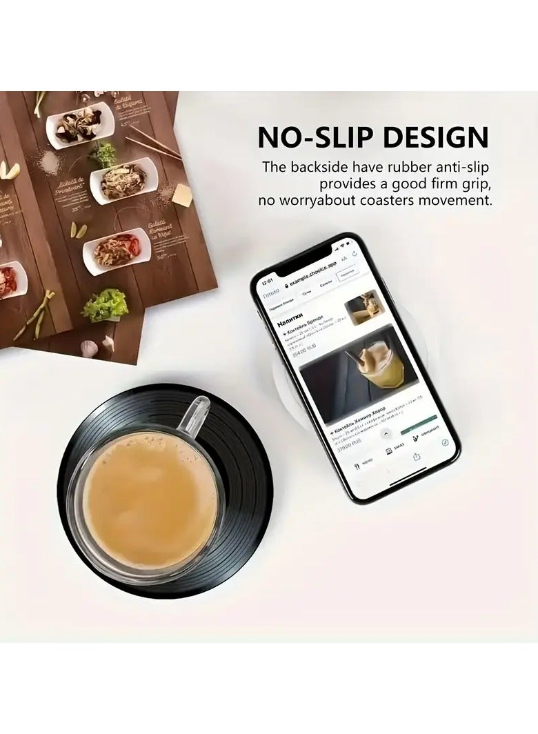 Goolsky 6pcs/set Coasters, Vinyl Record Coasters, Creative Retro Classic Nostalgic American Rock CD Non-slip Insulation Pads, Heat Insulation Table Mat, Room Decor - Image 4