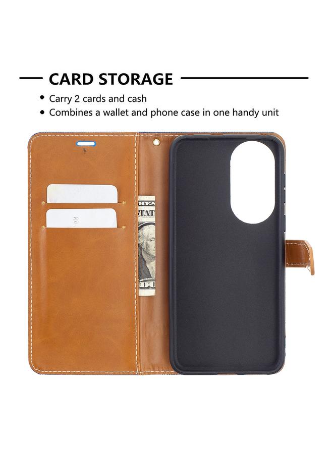 S-TOP Case For Huawei P50 Color Matching Denim Texture Horizontal Flip Leather Case with Holder & Card Slots & Wallet & Lanyard - Image 5